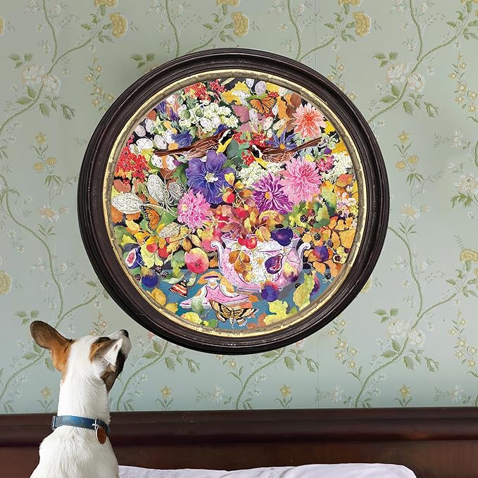 eeBoo 500 Piece Puzzle - Autumn Bouquet Jigsaw Puzzle for Adults, Circular with 23" Diameter Made with Recycled Board & Vegetable-Based Ink
