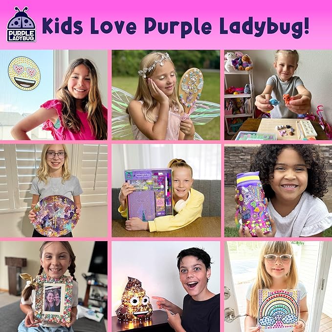 PURPLE LADYBUG 3D Princess Dress Poke Art Craft Kit for Kids Ages 6–12, Mess-Free DIY Flower Foam Activity Creative Gift Set, Birthday Holiday Craft Project