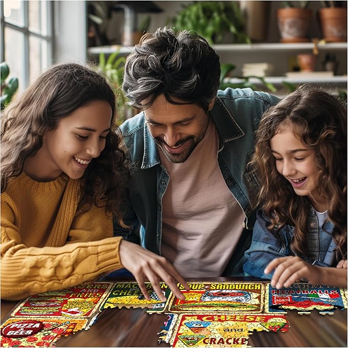 White Mountain 1000 Piece Jigsaw Puzzle Nostalgic Vintage Collage Puzzles with Large Pieces for Adults and Family 24"x30" - Classic Food Combos