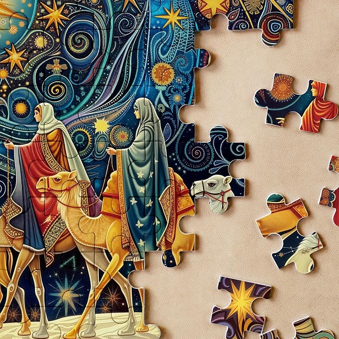 Magic Starry Night Puzzles for Adults 1000 Pieces. Christmas Religious Jigsaw Puzzles. Challenging Christian Van Gogh Art Puzzles