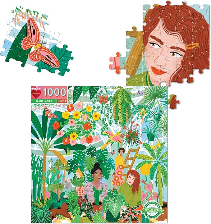 eeBoo 1000 Piece Puzzle - Plant Ladies Jigsaw Puzzle for Adults, Square 23" x 23" Made with Recycled Board & Vegetable-Based Ink