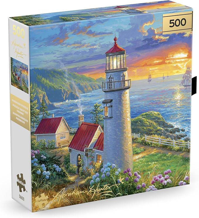 Buffalo Games – 500 Piece Jigsaw Puzzle - Evening Watch - Abraham Hunter - Premium Gold Collection Giftable Puzzle for Adults – Precision-Cut Pieces