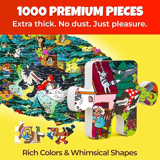 QUOKKA 1000 Piece Jigsaw Puzzle for Adults Red Riding Hood – Puzzles for Adults 1000 Pieces Premium Box Packaging - Extra Fun Hidden Secrets & Audio Story – Perfect Relaxation Creativity Gift