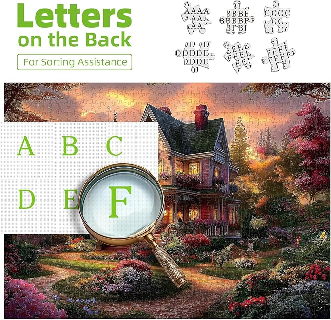 Puzzles for Adults 1000 Pieces, Victorian House at Sunset Jigsaw Puzzle for Family Decoration, Party Game, Finished Size 27.5" x 19.7"