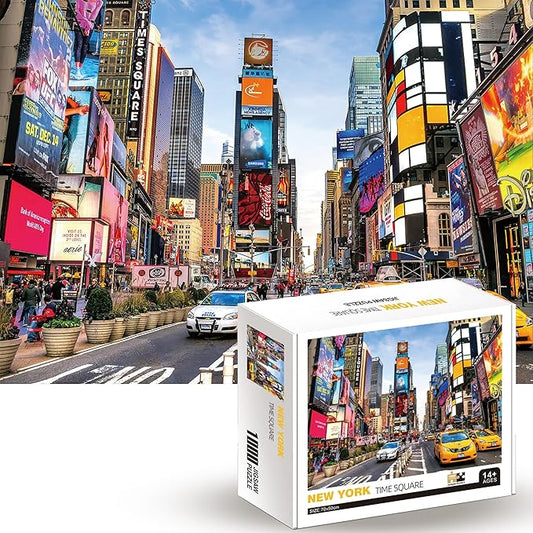 1000 Piece Jigsaw Puzzles for Adults Teens Kids - Fine Art Challenging, New York Time Square 1000Pcs Puzzle, Family Game Gift, Size 27"x20"