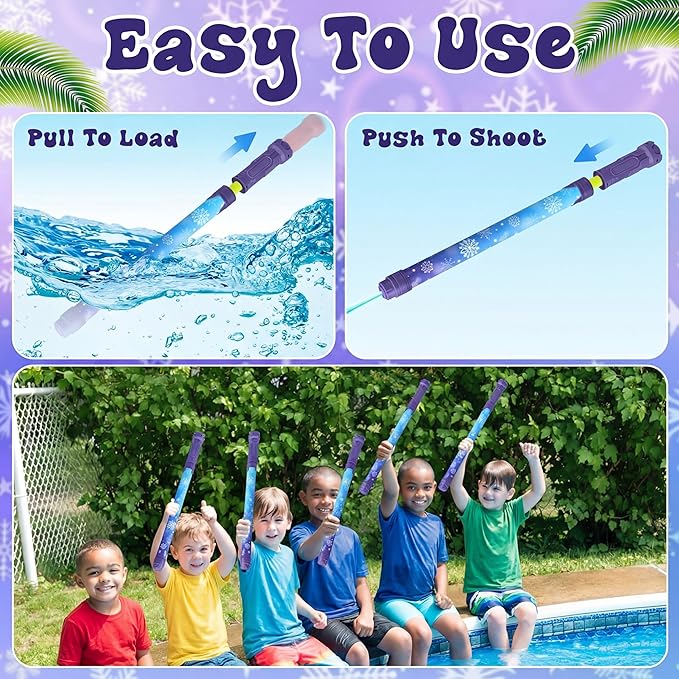 6 Pcs Snowflake Water Guns Bulk Party Favors for Kids 15.75" Water Squirters Blaster Shooters for Summer Swimming Pool Beach Birthday Gifts Supplies