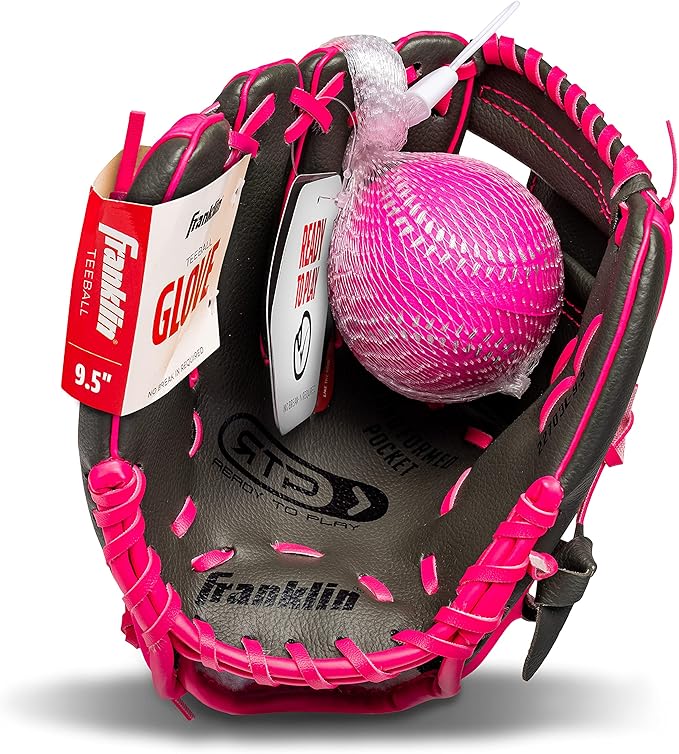 Franklin Sports Kids Baseball Gloves - RTP Youth Teeball Glove + Ball Set - Boys + Girls Teeball Mitt - Kids + Toddlers - 9.5"