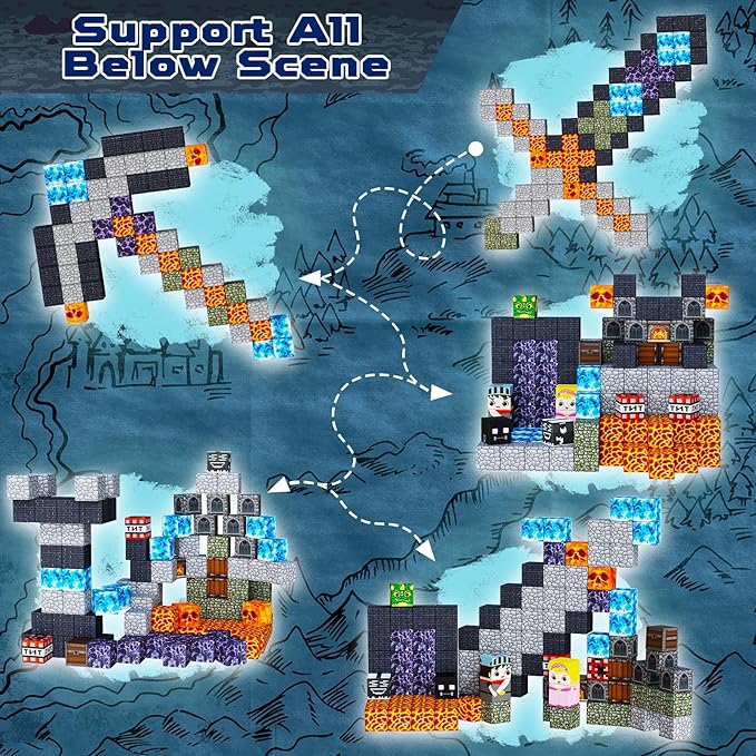 100PCS Magnetic Blocks - Dark Castle Set Magnetic Building Blocks, Stacking Magnets for Kids, Strong Magnets, Sensory Toy for STEM Learning Toys for Kids 3+ Boys and Girls Easter Birthday Gifts