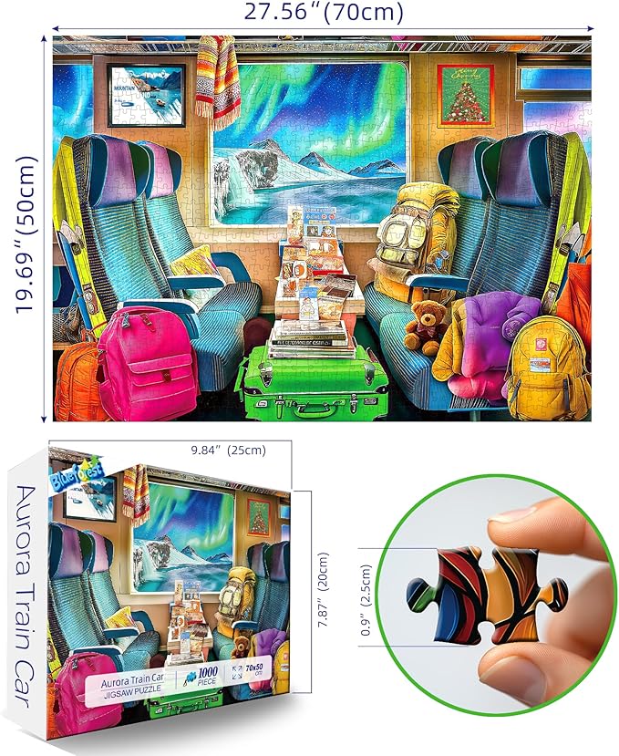 Aurora Polar Express Journey 1000 Piece Puzzle for Adults, Fun Puzzles for Adults 1000 Pieces with HD Print & Poster, 27.5 * 19.7 in Dust Free, for Gifts Halloween Christmas Family Games Lovers