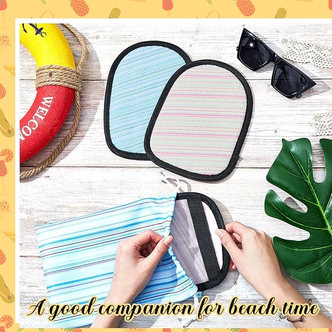 Skyley 3 Pcs Beach Sand Remover Sand Eraser Wipe Mitts with Portable Drawstring Bag Family Friendly, 2026 Summer Beach Vacation Essentials Hawaii Honeymoon Accessories European Bahamas Trip 3 Colors