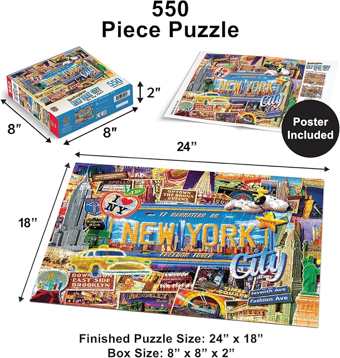 MasterPieces - 550 Piece Jigsaw Puzzle, New York, Fun for Adults, Family, Kids, 18" x 24"