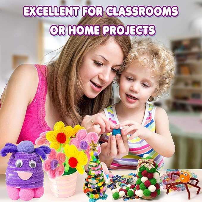 YITOHOP Arts and Crafts Supplies for Kids -1000+ pcs Art Craft kit in Carrying Travel Box for Toddlers Ages 4+ DIY Crafting School Kindergarten Project Activity- Ideal Holiday Gifts