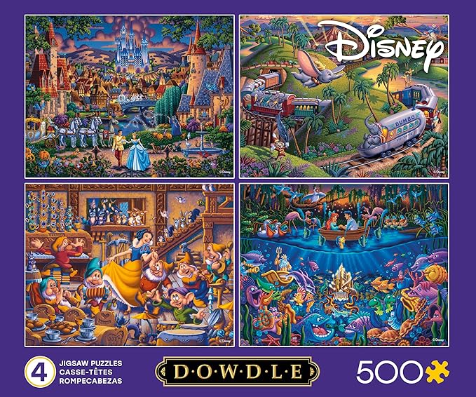 Ceaco – Dowdle Disney 4 in 1 Multipack Jigsaw Puzzle Colorful Puzzle for Adults – Precision-Cut Pieces, Beautiful Artwork, and Hours of Relaxing Fun