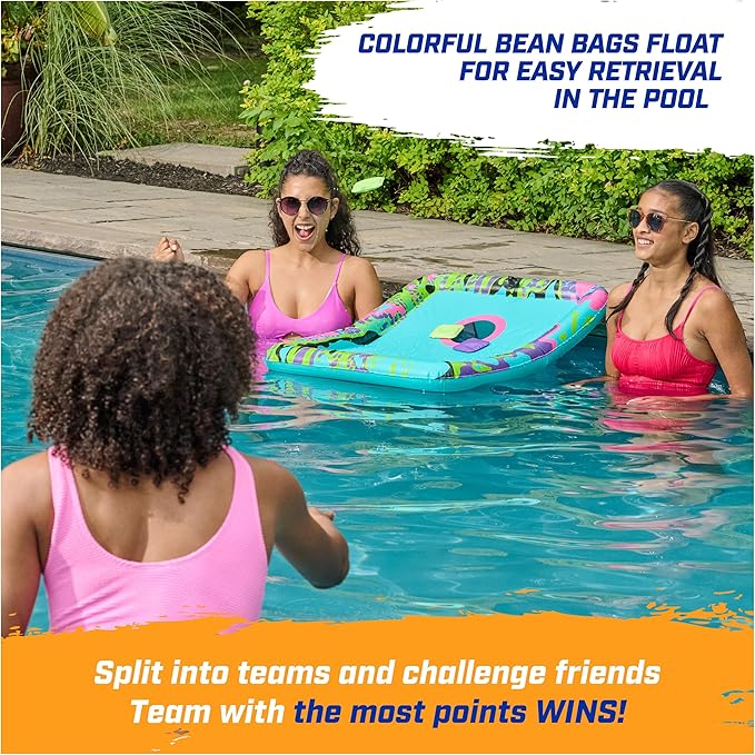 SwimWays Hydro Cornhole, Pool Toys for Kids and Adults, Cornhole Toss Game for Beach, Lake and Swimming Pool, Outdoor Toys for Kids Aged 5 & Up