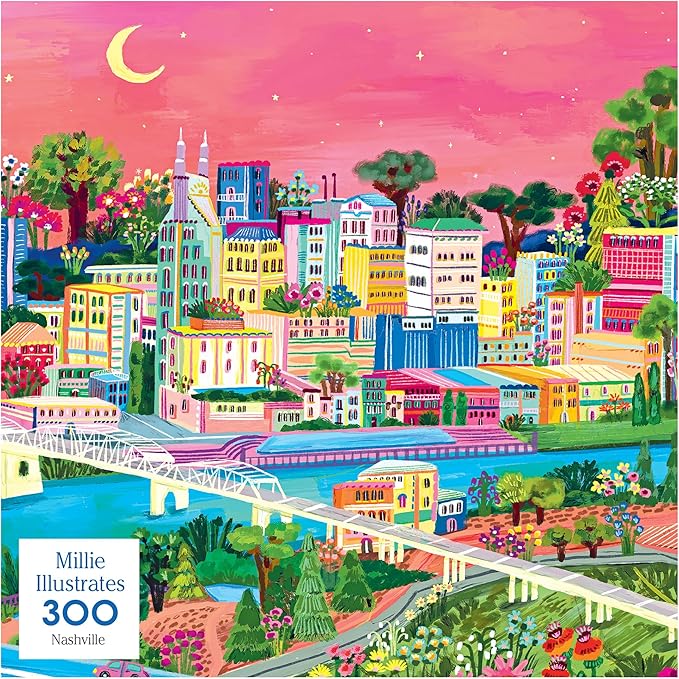 RoseArt - Millie Illustrates - Nashville - 300 Piece Jigsaw Puzzle – Vibrant Cityscape Artwork, Fun & Relaxing Puzzle for Adults