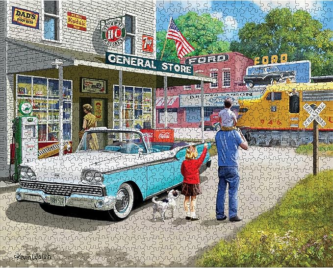 White Mountain 1000 Piece Jigsaw Puzzle Vintage Classic Car Scene Puzzles with Large Pieces for Adults and Family 24"x30" – Ford American Classic