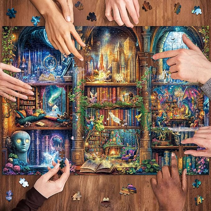 Jigsaw Puzzles for Adults 1000 Pieces, Interlock Perfectly No Dust, Impossible Difficult Hard Fun 1000 Piece Jigsaw Puzzles for Adults-1:1 Poster-Enchanted Library