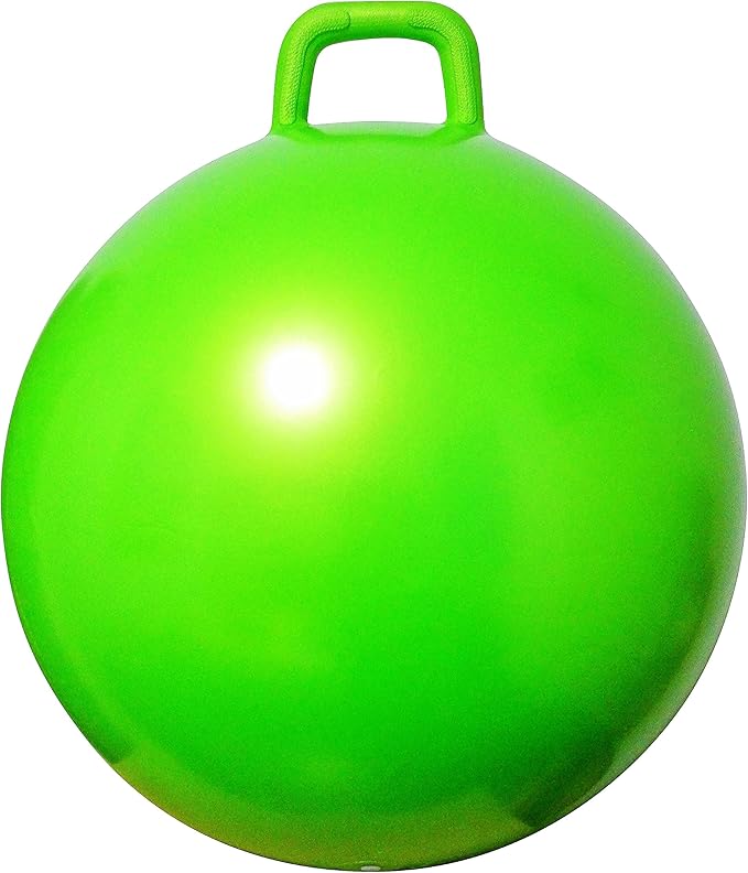 AppleRound 28in/70cm Green Hopper Ball with Pump: Age 13+, Kangaroo Bouncer, Bouncy Ball with Handle, Indoor/Outdoor Exercise Equipment