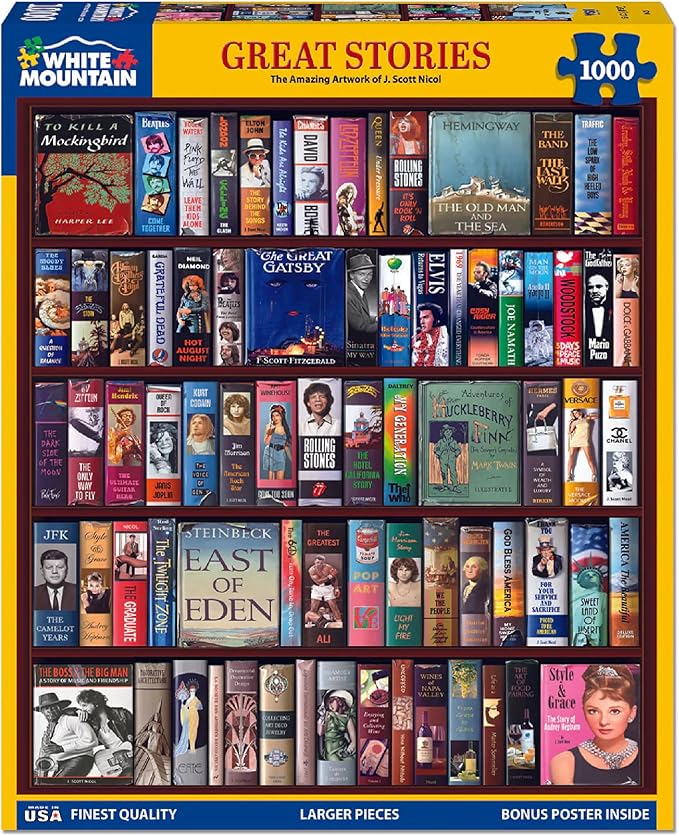 White Mountain 1000 Piece Jigsaw Puzzle Classic Literature and Classic Books Puzzles with Large Pieces for Adults and Family 24"x30" - Great Stories