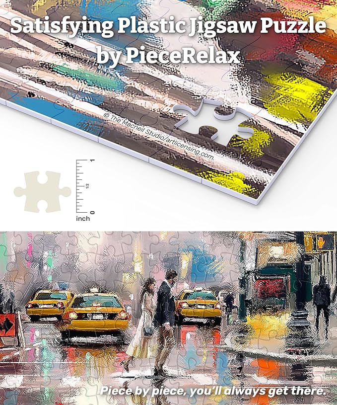 PieceRelax PieceClicks Plastic Jigsaw Puzzle for Adults 1000 Pieces - The Macneil Studio - New York - 25.2 X 18.9 Inches, Most Satisfying Table Games, No Glue Needed [U1040]