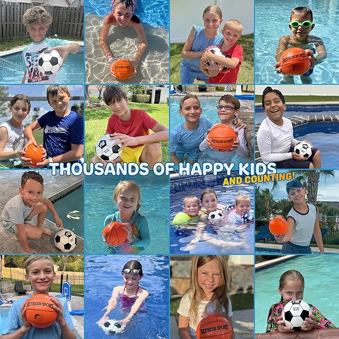 Aqua Dive Pool Ball - Underwater Pool Toys For Kids & Teens - Fun Summer Water Toys & Beach Games for Boys and Girls - Kick, Throw, Pass Underwater - 6" Soccer Ball Gift for 5 6 7 8 9 10+ Year Old