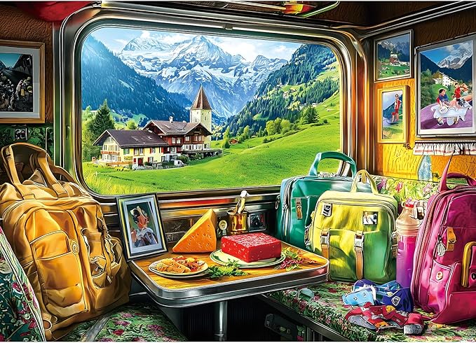 Puzzles for Adults 1000 Pieces, Swiss Mountain Train Journey Jigsaw Puzzles for Adults, AImpossible Hard Difficult Challenging for Family Fun Party Game Gifts Decoration, 27.5 x 19.7 inch