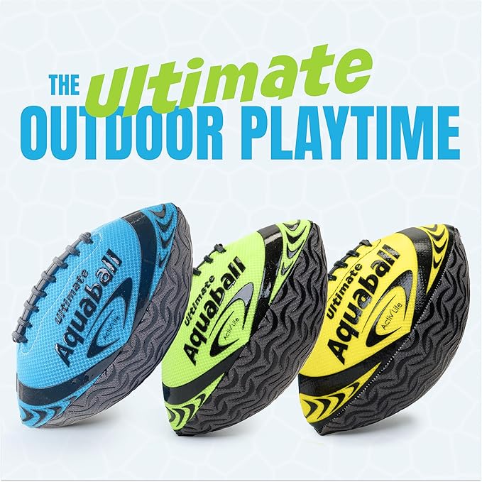 Activ Life Water Football for Pool, Beach, Outdoor, 9.5-inch Waterproof Pool Toys for Kids, Heavy-Duty Water Ball, Double Lacing for Easy Grip, Lake Toys for Sports & Family Games