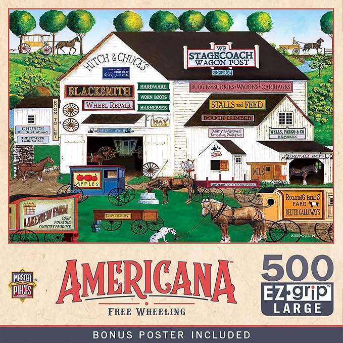 MasterPieces - 500 Piece Jigsaw Puzzle, Large EZ Grip Shapes, Free Wheeling, Fun for Adults, Seniors, Family, Kids, 19.25" x 26.75"