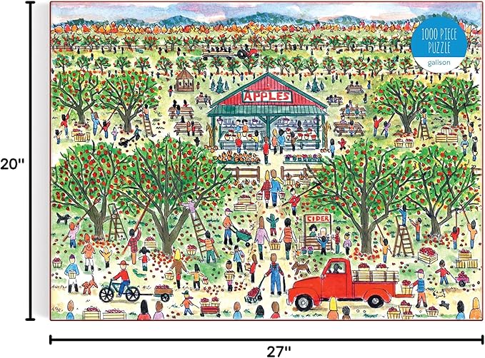 Galison Michael Storrings Apple Pickin' 1000 Piece Puzzle from Galison - 27" x 20" Beautifully Illustrated Puzzle, Thick & Sturdy Pieces, Perfect Activity for Chilly Fall Weather!