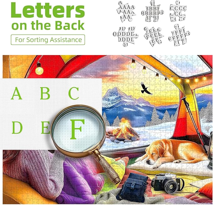 Winter Tent View 300 Piece Puzzle for Adults, Fun Puzzles for Adults 300 Pieces with HD Print & Poster, 17"x11" Dust Free, for Gifts Halloween Christmas Family Games Lovers