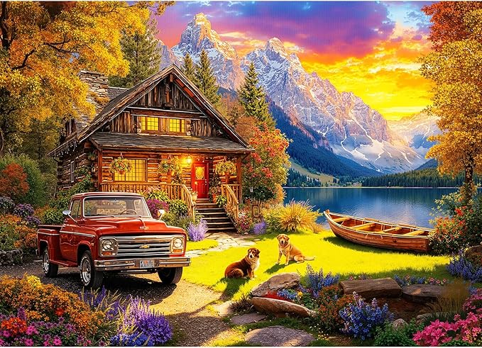 Lake Cabin Puzzles for Adults 1000 Pieces, Impossible Hard Difficult Challenging Jigsaw Puzzle 1000 Pieces, Christmas Birthday Gifts Home Decor for Adults/Friends/Family