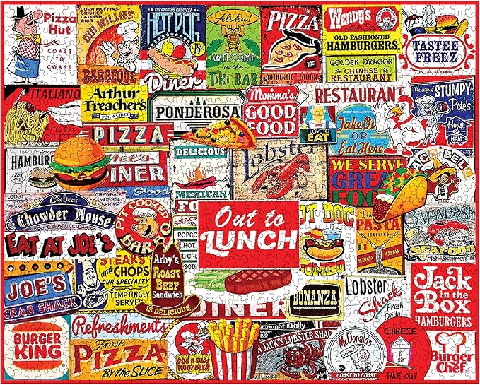 White Mountain 1000 Piece Jigsaw Puzzle Nostalgic Restaurant Collage Puzzles with Large Pieces for Adults and Family 24"x30" - Out to Lunch