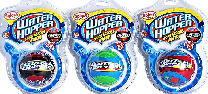 JA-RU Pro Hopper Skip Water Bouncing Ball Professional Fidget Skip Ball Pool Bounce Balls Toys. Skipping Beach Ball. Outdoor Game Party Favor Pool Toy Style B 880-1
