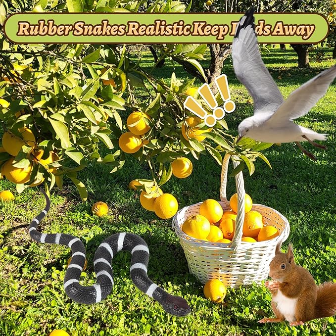LRCXL Realistic Fake Snakes Toy Soft Rubber Snakes to Keep Birds Away - Coral Toys for Garden Props to Keep Birds Away, Scare Squirrels, Mice, Pranks Halloween Decoration Props
