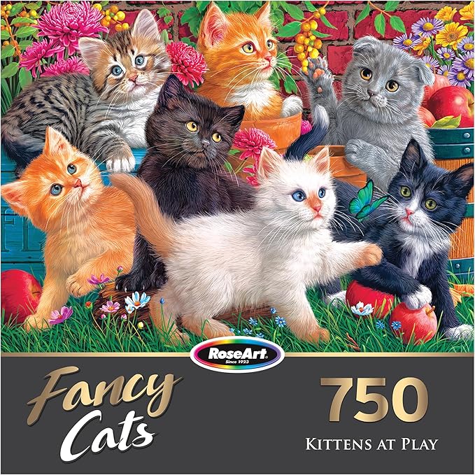 RoseArt - Fancy Cats - Kittens at Play - 750 Piece Jigsaw Puzzle for Adults