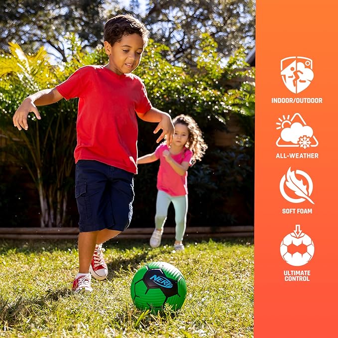 NERF Kids Foam Mini Soccer Ball - Proshot Youth Soft Mini Foam Soccer Ball - 7" Inch NERF Indoor + Outdoor for Kids