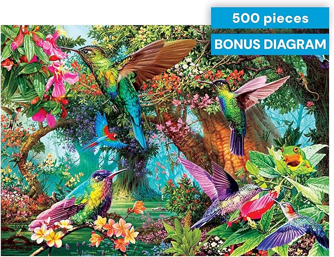 Buffalo Games - Hummingbird Garden - Steve Read - 500 Piece Jigsaw Puzzle for Adults - Vibrant Nature Puzzle Perfect for Game Nights - Finished Size 21.25 x 15.00 - Bonus Poster Included