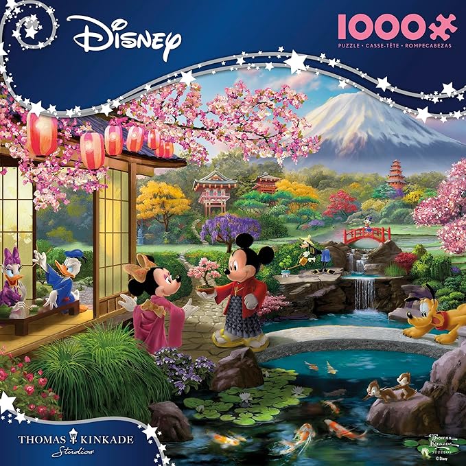 Ceaco - Disney - Thomas Kinkade - Mickey & Minnie in Japan - 1000 Piece Jigsaw Puzzle for Adults - Challenging Puzzle Perfect for Game Nights - Finished Size is 26.5 x 19