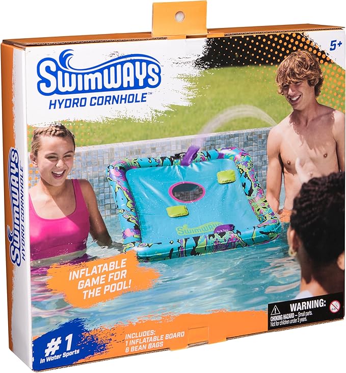 SwimWays Hydro Cornhole, Pool Toys for Kids and Adults, Cornhole Toss Game for Beach, Lake and Swimming Pool, Outdoor Toys for Kids Aged 5 & Up