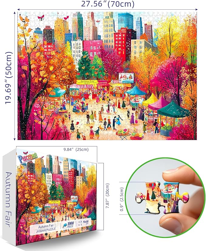 Puzzles for Adults 1000 Pieces, Autumn Market Impossible Hard Difficult Challenging Puzzles for Adults, Street View Jigsaw Puzzle for Family Games Gift, 27.5 x 19.7 inch