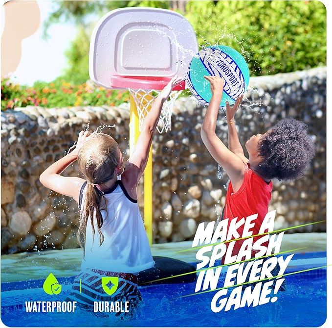 Pool Basketball (Size 3) - Pool Toys for Kids, Teens, & Adults - Water Basketball for Pools Party - Waterproof Swimming Balls - Water Toys for Kids Ages 8-12 - Lake, Beach Accessories - Summer Games