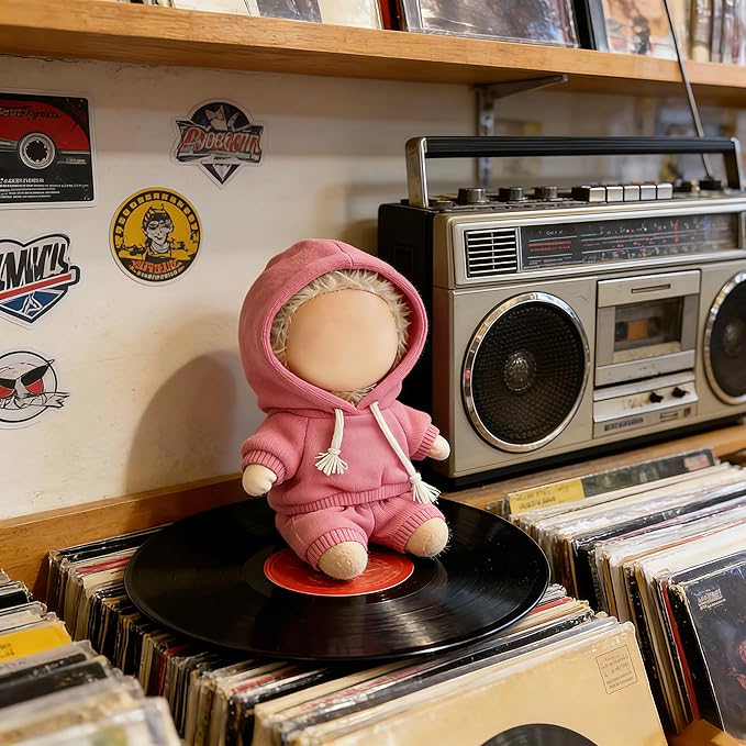 Hoodies Clothes for LABUBU 17cm Doll (NO Doll), Casual Style Costumes for LABUBU Dress up Unique Style, Cute and Premium Dolls Outfit Accessories for LABUBU (Pink Sweatshirt)
