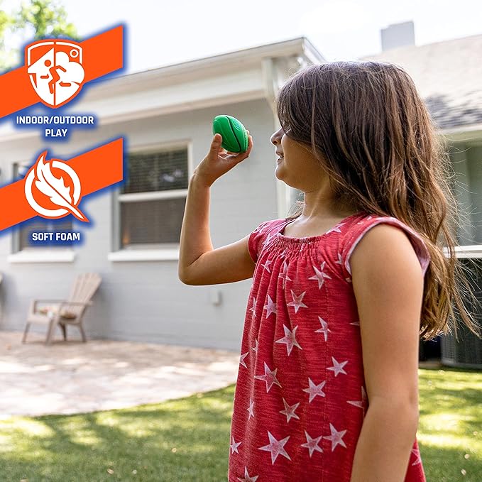 Nerf Micro Foam Sports Ball Set - Kids Foam Micro Football, Soccer Ball + Basketball Set Soft Stress Relief for Kids - Assorted Color