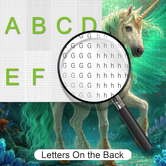 Emerald Winged Unicorn Jigsaw Puzzle for Adults 1000 Pieces - Fantasy Art with Crystals & Gold, 22.8 Inch Square, Lettered Back, Premium Magical Home Decor & Gift