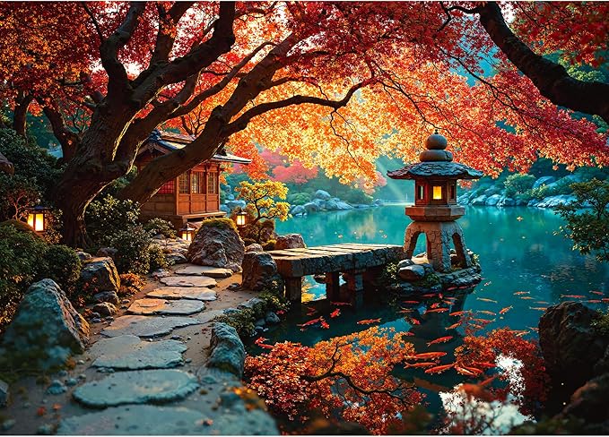 Puzzles for Adults 1000 Pieces, Japanese Fall Kyoto Landscape, Lake Nature 1000 Piece Puzzle for Adults Seniors, Jigsaw Puzzles 1000 Pieces with Letters on Back, Gifts & Decor, 1:1 Poster