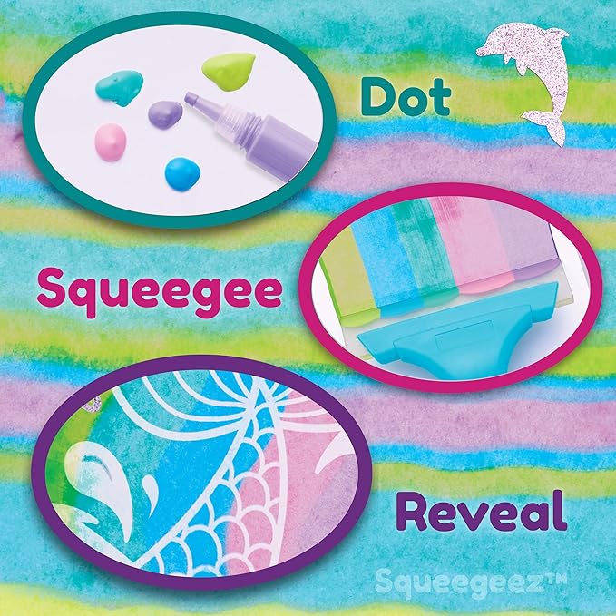 Creativity for Kids Squeegeez Magic Reveal Craft Kit: Mermaid - Dot Painting Art Kits for Kids, Cool Mermaid Gifts for Girls and Boys (Ages 7+)