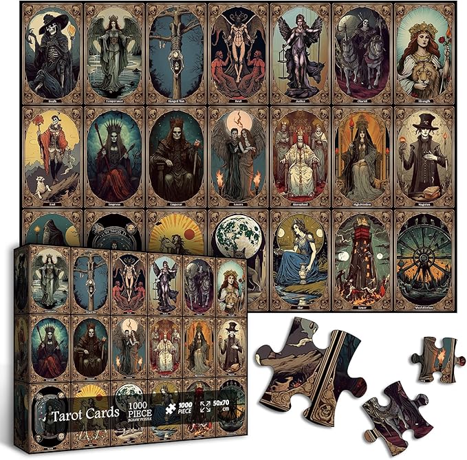 Horror Tarot Cards Puzzles for Adults 1000 Pieces and up, PICKFORU Halloween Puzzle as Horror Present, Scary Skull Puzzle as Home Decor