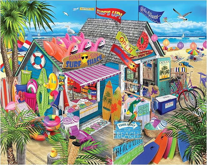 White Mountain 1000 Piece Jigsaw Puzzle Summer Beach Shop Puzzles with Large Pieces Gift for Adults and Family 24"x30" - Surf Shack