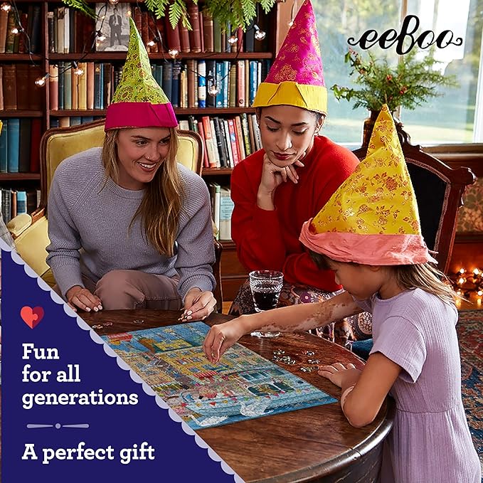 eeBoo 1000 Piece Puzzle - Stockholm Jigsaw Puzzle for Adults, Square 23" x 23" Made with Recycled Board & Vegetable-Based Ink
