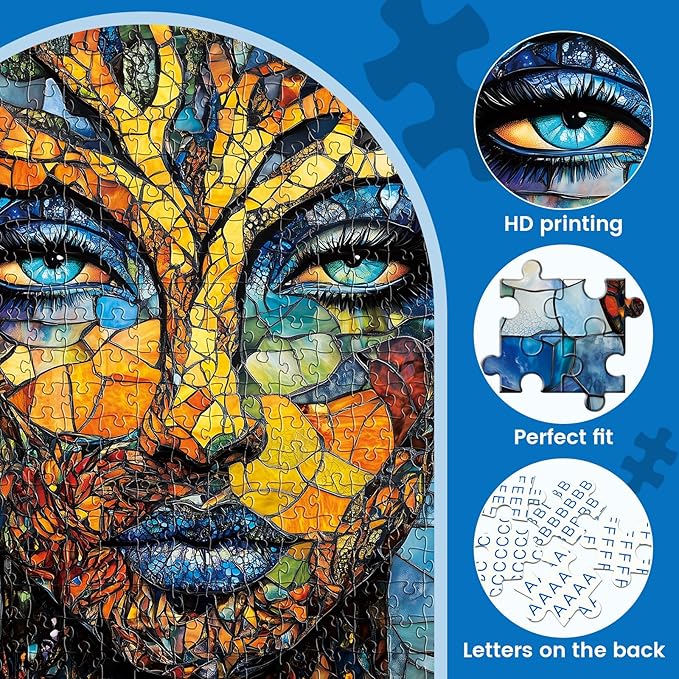 500 Piece Puzzles for Adults, Mosaic Tree Faced Woman Jigsaw Puzzles, Stained Glass Art Puzzle, Birthday for Men, Women, and Seniors, Fun and Challenging Puzzle, 20.5x15 in